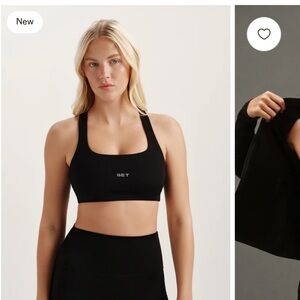 SET Active Sporty Drill Bra - Black NEW